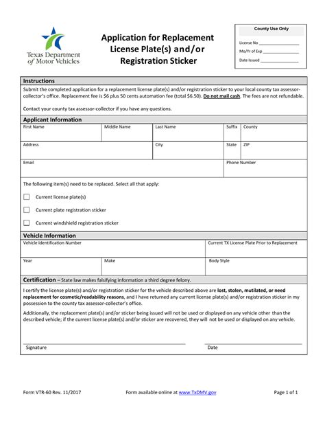 Form VTR-60 - Fill Out, Sign Online and Download Fillable PDF, Texas ...