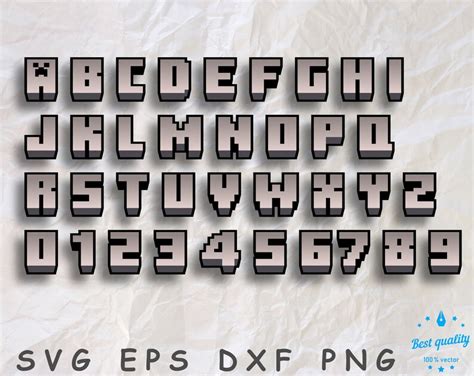 Minecraft font svg Minecraft numbers Minecraft alphabet | Etsy