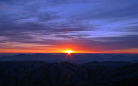 wallpaper mountains, sunrise, horizon, dawn, sky HD : Widescreen : High ...