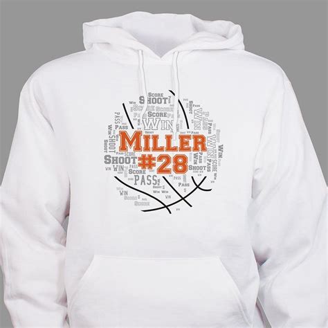 Personalized Basketball Word-Art Hooded Sweatshirt | Personalized ...