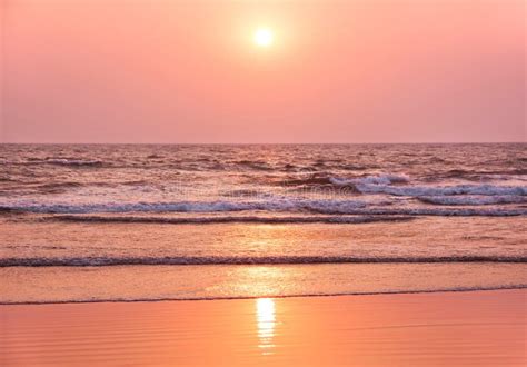 Sunset on beach. Goa stock photo. Image of quiet, banner - 61599944