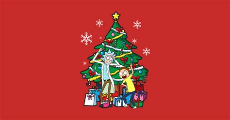 Rick And Morty Around The Christmas Tree - Rick And Morty - T-Shirt | TeePublic