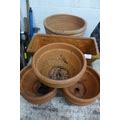 Two rectangular terracotta planters, five small terracotta planters and ...