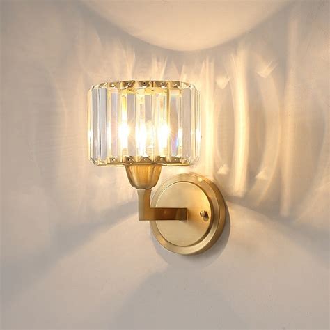 Crystal Solid Brass Sconce Wall Lights Vanity Lighting Mid Century Sconce Bedroom | heparts
