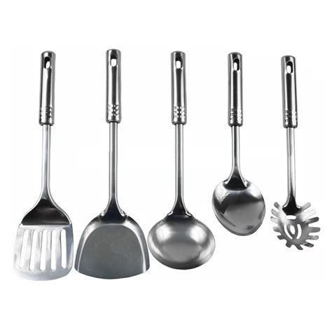 5 PIECE Stainless Steel Kitchen Utensil Set, Nonstick Cookware Cooking ...