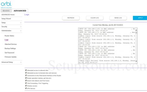 Netgear Orbi RBR50 Screenshot Logs