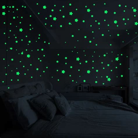 ISHOWTIENDA 3D Stars Glow In The Dark Luminous DIY Background 2019 New Fluorescent Wall Stickers ...