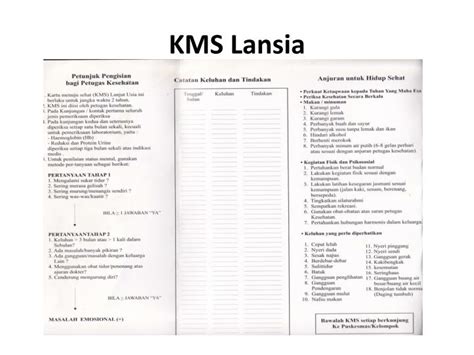 Posyandu Lansia : KMS (Kartu Menuju Sehat) pada Posyandu Lansia