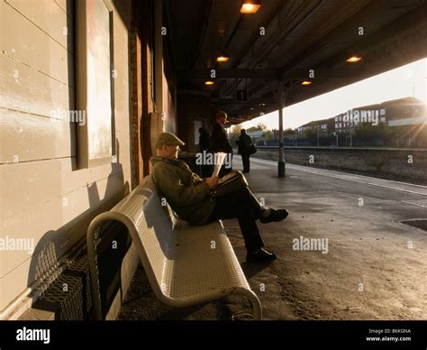 Commuters on Cheam Railway Station Cheam Surrey England Stock Photo - Alamy