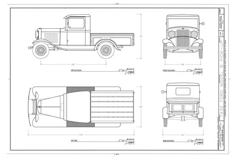 Ford Model B Pick-Up 1932 Blueprint - Download free blueprint for 3D ...