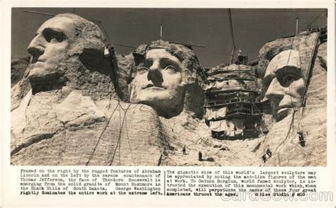 Carving Theodore Roosevelt's Face Mount Rushmore, SD Postcard