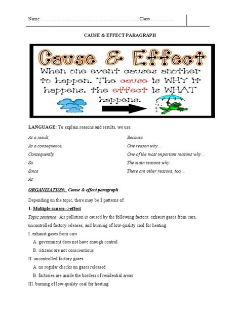 ORGANIZATION: Cause & Effect Paragraph | PDF | Neuroscience | Cognitive ...