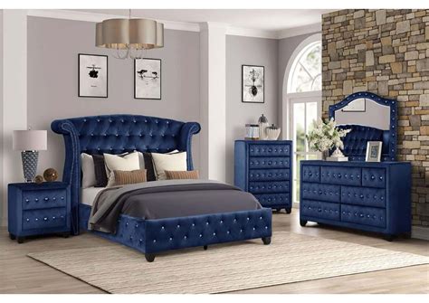 Sophia Navy Blue Bedroom Set by Galaxy Furniture