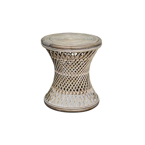 Natural Rattan Wood Round Stool Outdoor Rattan Bar Stool Pouf ...