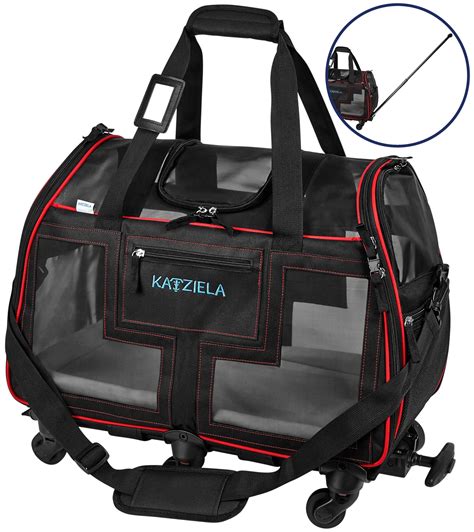 Katziela Airline Approved Pet Carrier - Rolling Portable Travel Carry ...