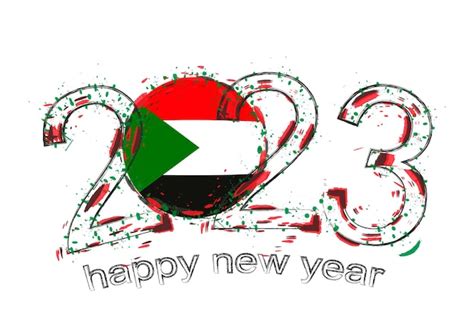 Premium Vector | 2023 year in grunge style with flag of sudan