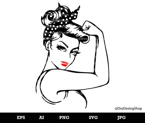 Rosie the riveter strong woman girl power cut files for Cricut Silhouette Cancer Survivor SVG ...