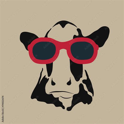 Vector image of a cow wearing glasses. Stock Vector | Adobe Stock