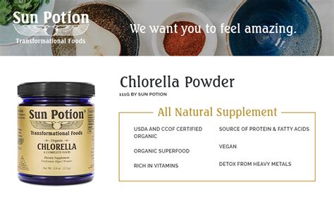 Amazon.com: Chlorella Powder 111g by Sun Potion - Premium Organic Superfood, Pure Supplement ...