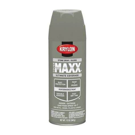 Krylon 1761741 12 oz Cover Maxx Stone Gray Gloss Spray Paint & Primer, Pack of 6 - Walmart.com ...