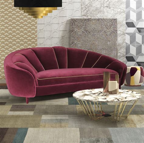 Art Deco sofa - Ruby - Muranti - red / velvet / cotton