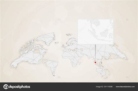 Map Singapore Neighbor Countries Pinned World Map Abstract Triangles ...