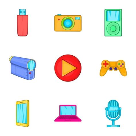 Electronics Gadgets Vector Hd Images, Electronic Gadget Icons Set Cartoon Style, Style Icons ...