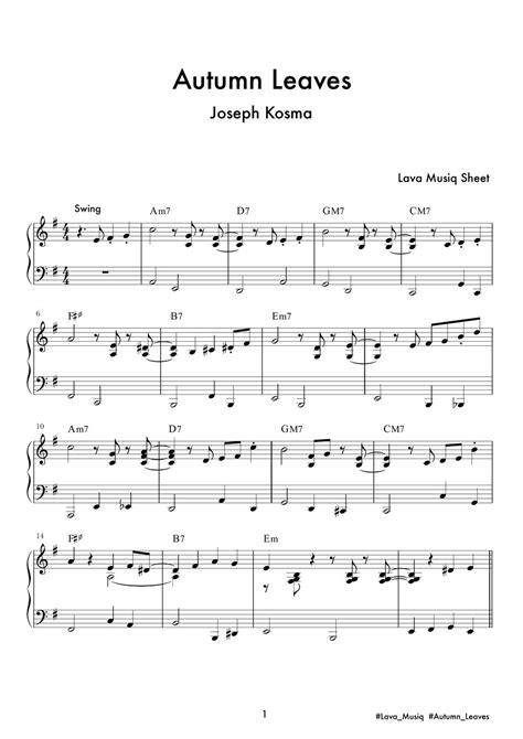 Joseph Kosma - Autumn Leaves (Jazz Piano) Sheet by Lava