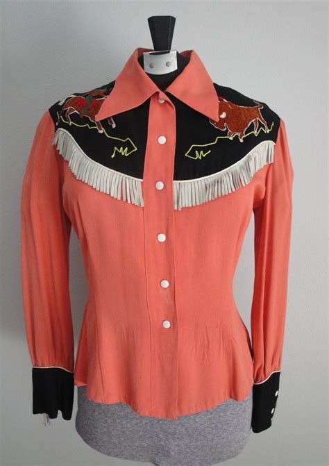 Reserved for JenniferVintage 1940s Western Shirt Womens 40s