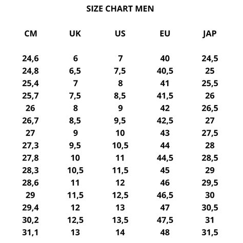 Jordan 4 Size Chart