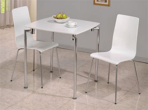 Small white high gloss dining table and 2 chairs - Homegenies