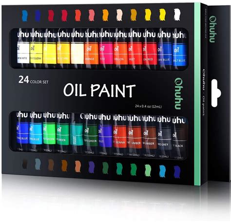 Ohuhu Oil Paint Set, 24 Oil-Based Colors, Artists Paints Oil Painting Set, 12ml x 24 Tubes ...