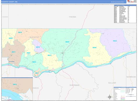 Klickitat County, WA Wall Map Color Cast Style by MarketMAPS - MapSales.com