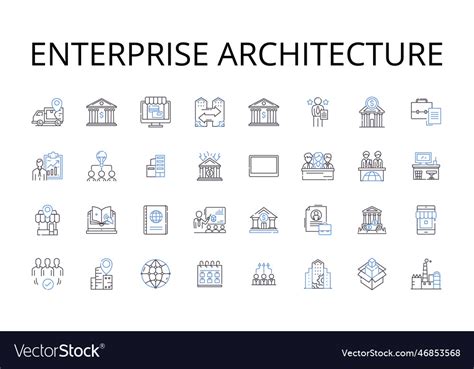 Enterprise architecture line icons collection Vector Image