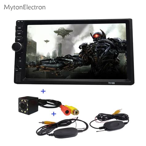 8 LED Wireless Car Rear Backup camera + 2 DIN Bluetooth Audio 7" HD ...