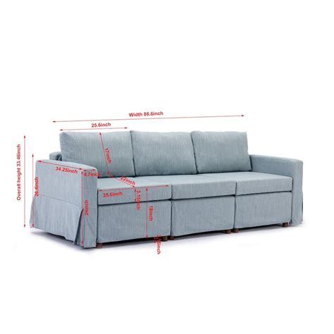 Light Blue Modern 3+2 pc Linen Modular Sectional Sofa Couch Set - Bed Bath & Beyond - 39614936