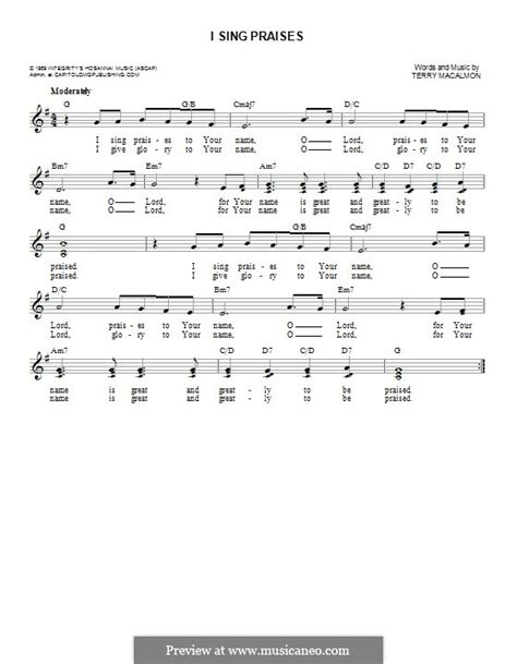 I Sing Praises by T. MacAlmon - sheet music on MusicaNeo