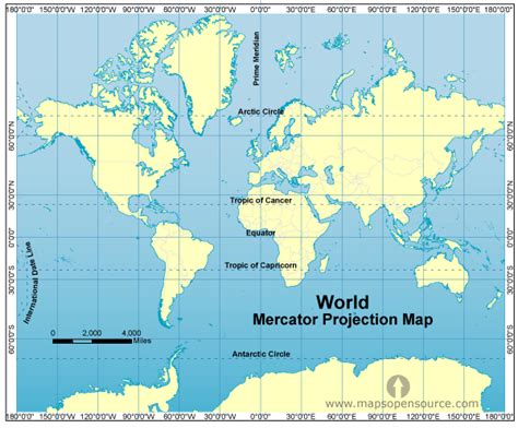 Free World Mercator Projection Map | Mercator Projection World Map open source | Mapsopensource.com