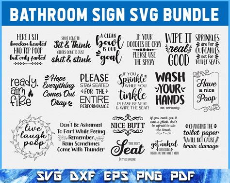 Bathroom Sign Svg Bundle, Funny Bathroom Svg, Restroom Quotes Svg ...