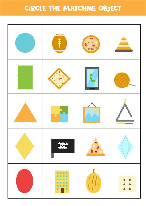 Worksheet for learning geometrical shapes. Matching objects. 3249278 Vector Art at Vecteezy