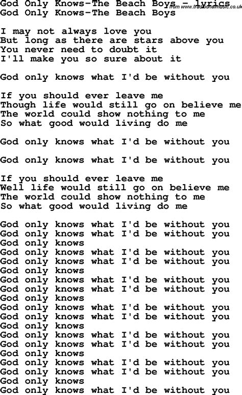 Love Song Lyrics for:God Only Knows-The Beach Boys