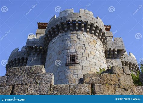 Machicolations of Christian Castle of Granadilla Village, Extremadura ...