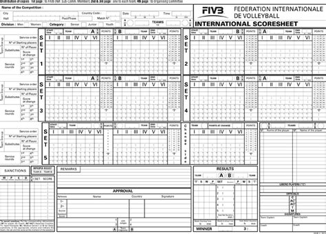 Free Official Volleyball Scoresheet - PDF | 935KB | 2 Page(s)