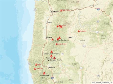 Oregon Wildfires Map Burning Now