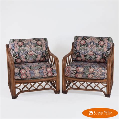 Pair of Rattan Brown Jordan Lounge Chairs | Circa Who