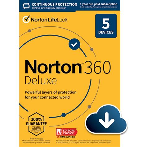 Norton 360 Deluxe (5 Device) Antivirus Internet Security Software + VPN ...