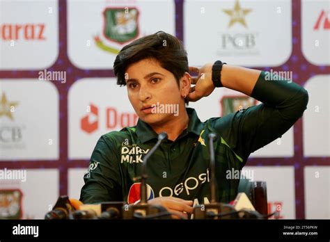 Pakistan Women Cricket Team Captain Nida Dar attends a pre-match press ...