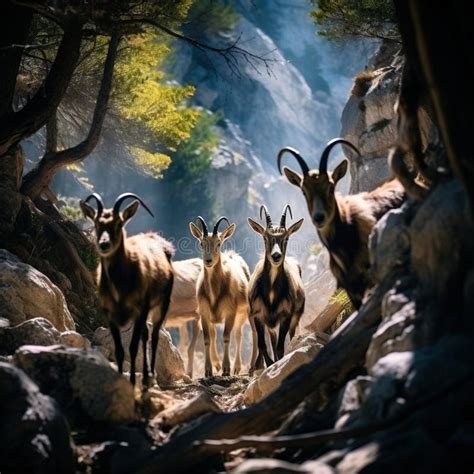 Ai Generated Illustration Wildlife Concept of Wild Goats Kri-kri in ...