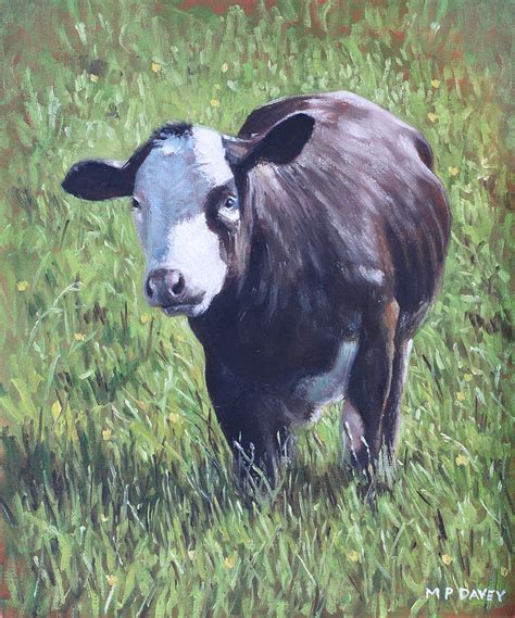 Cow in grass Painting by Martin Davey - Fine Art America