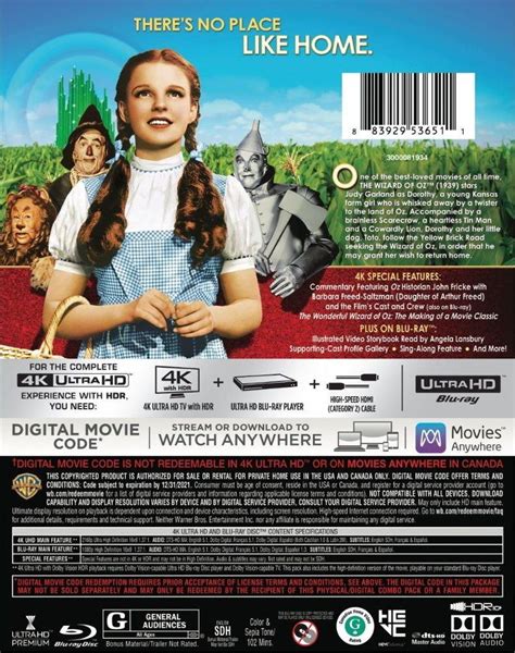 The Wizard of Oz 4K Blu-ray Release Date October 29, 2019 (80th ...